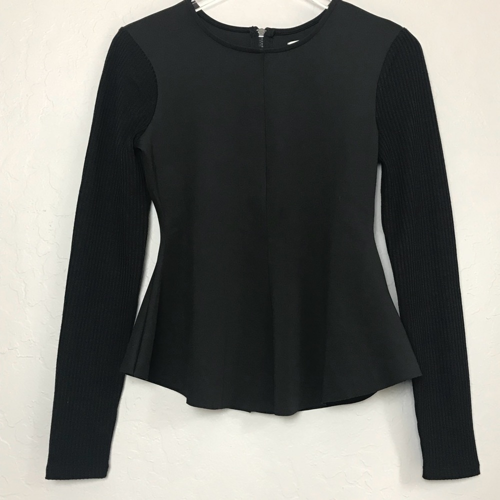Silence + Noise Black Long Sleeve Scuba Top Size S